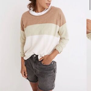 MADEWELL Palmdale Pullover Sweater in Colorblock Stripe Women’s Size Small